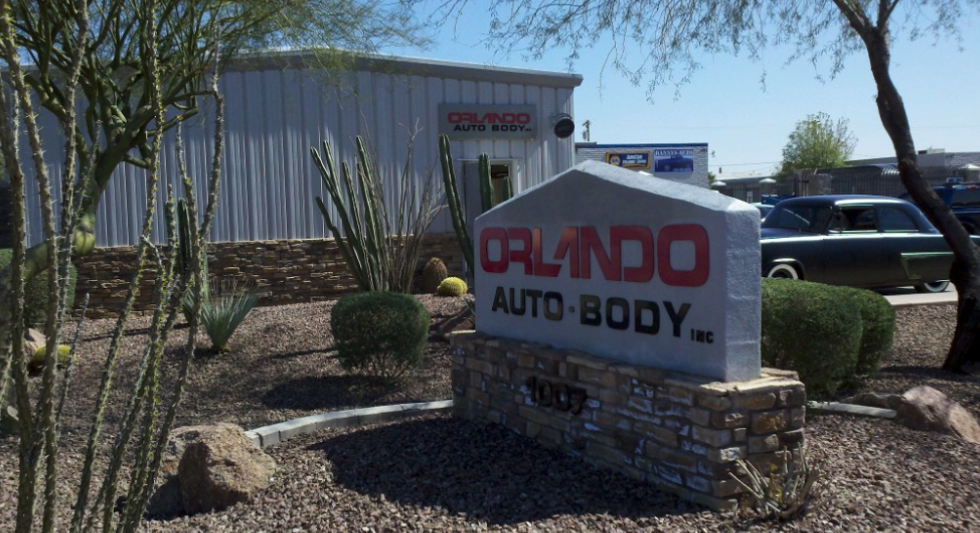 Orlando Auto Body's original shop at 1007 S Center Street in Mesa